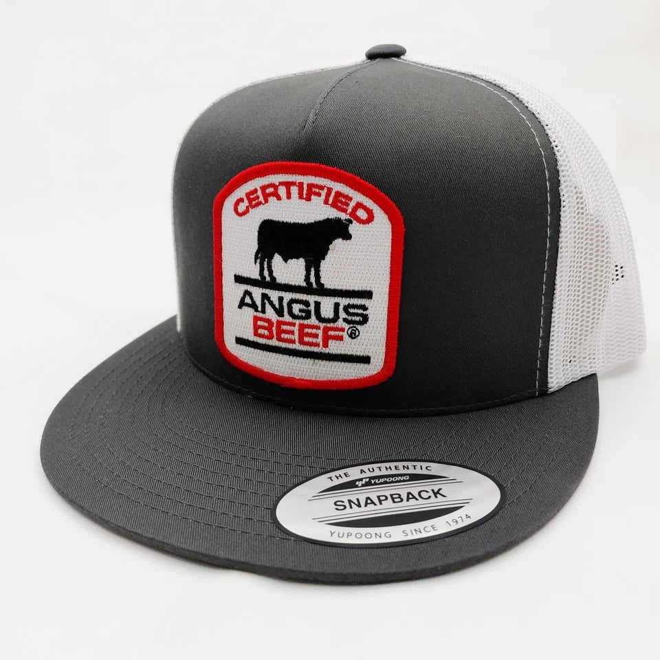 Certified Angus Beef Cattleman Hat Embroidered Patch Flat Bill Mesh Snapback Cap