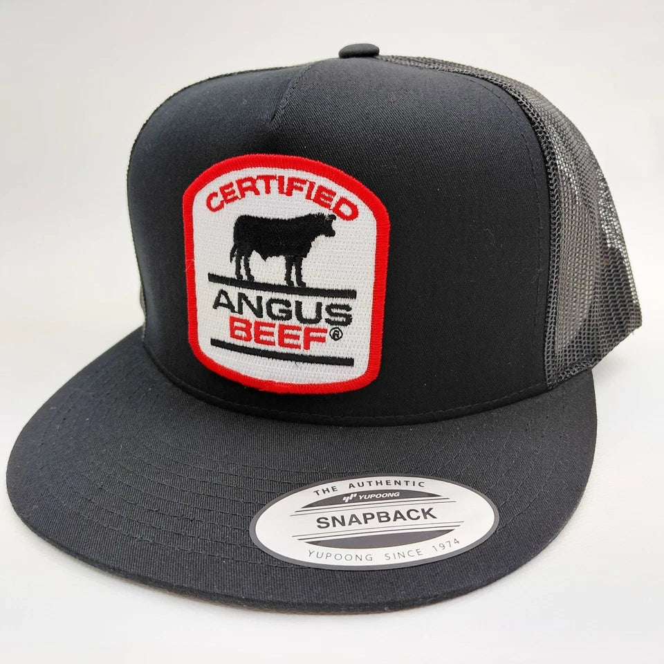 Certified Angus Beef Cattleman Hat Embroidered Patch Flat Bill Mesh Snapback Cap