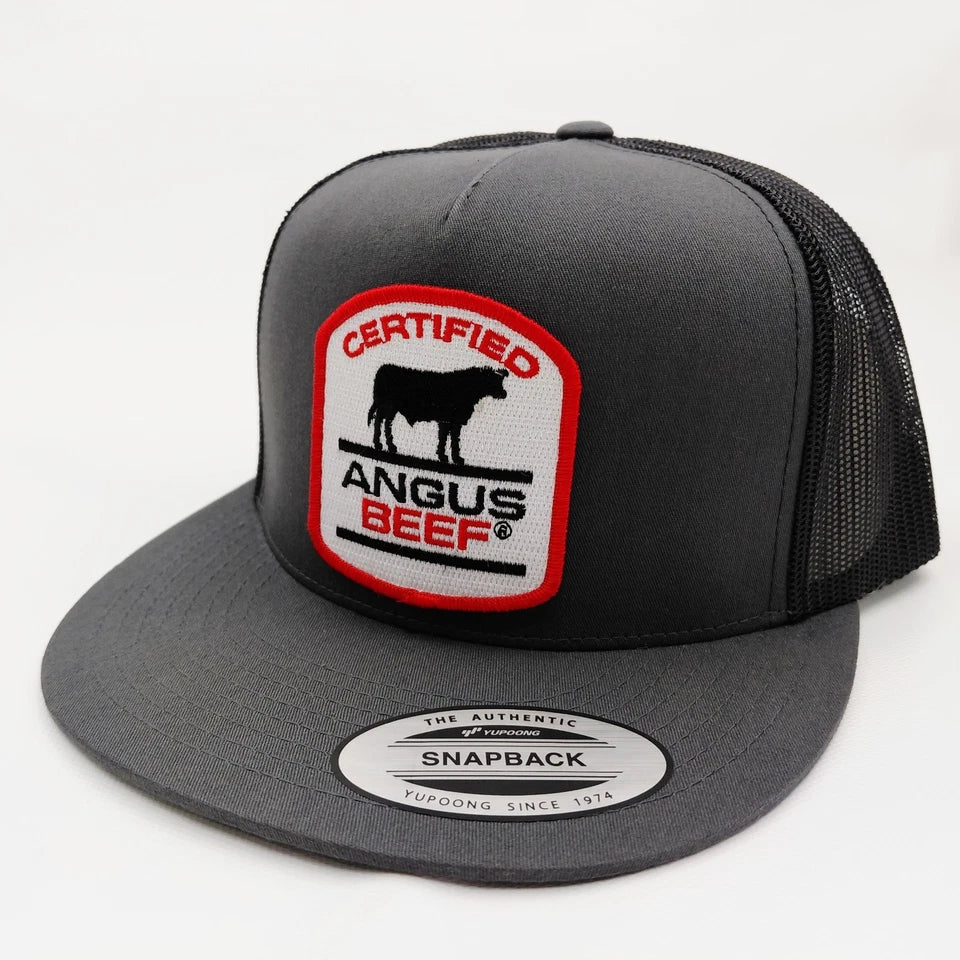 Certified Angus Beef Cattleman Hat Embroidered Patch Flat Bill Mesh Snapback Cap