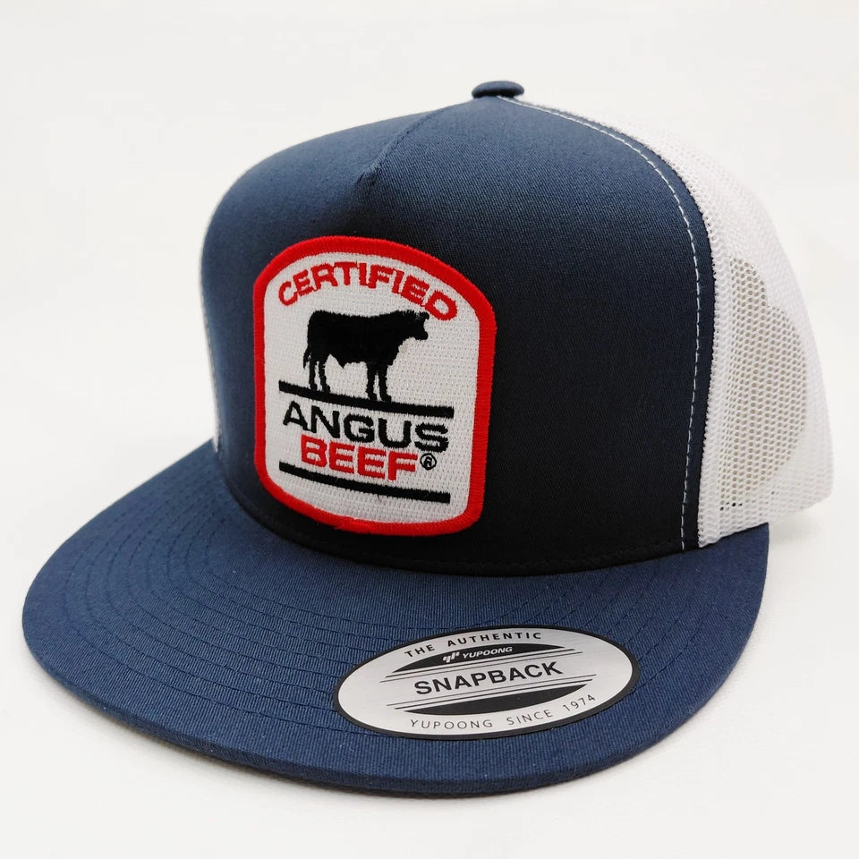 Certified Angus Beef Cattleman Hat Embroidered Patch Flat Bill Mesh Snapback Cap