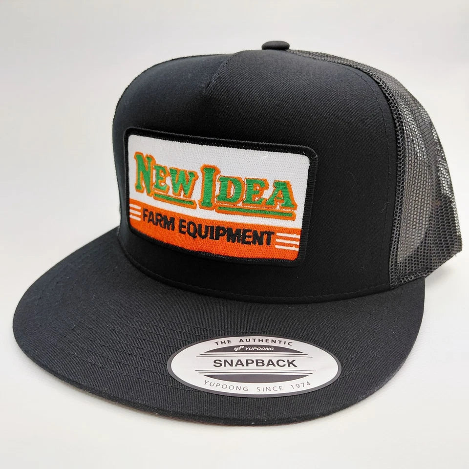 New Idea Farm Equipment Hat Embroidered Patch Flat Bill Mesh Snapback Cap