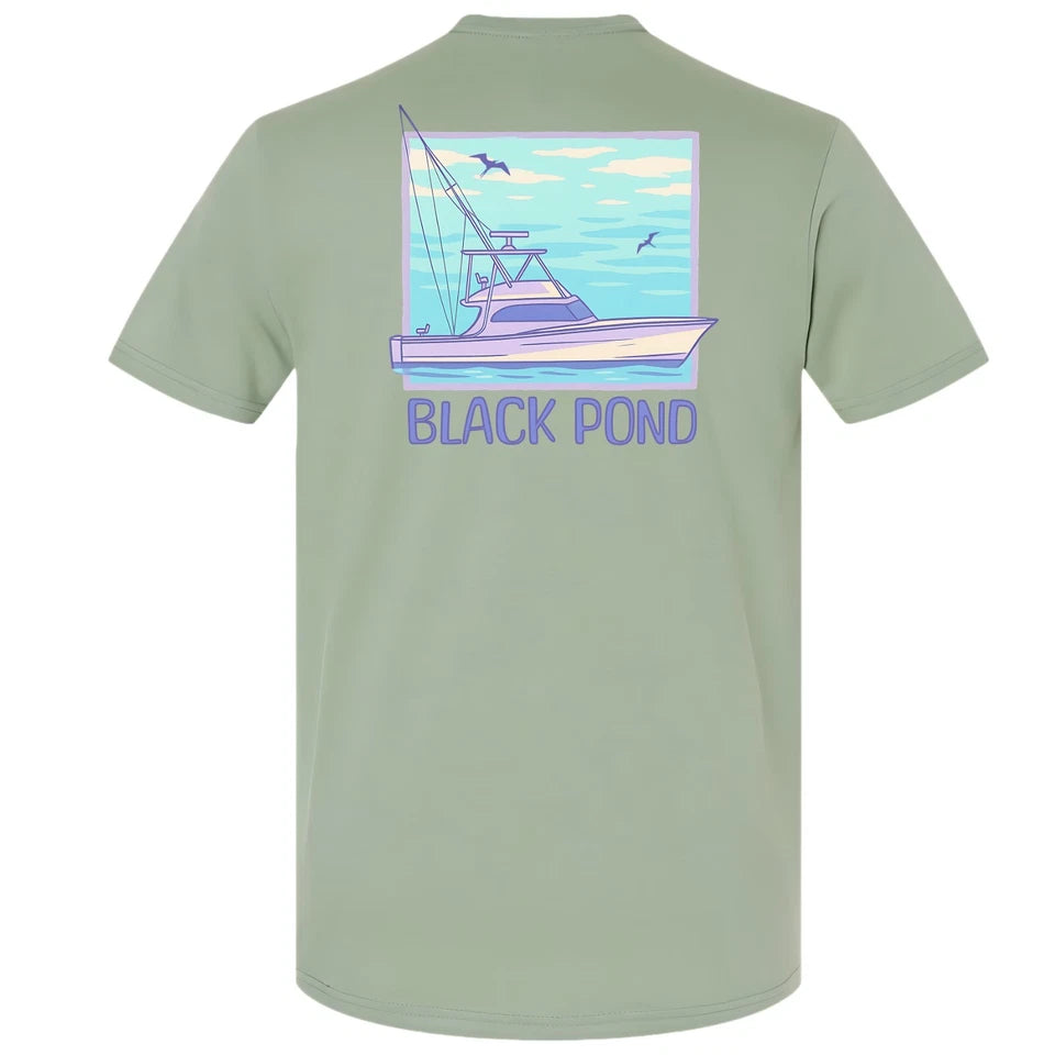 Black Pond Saltwater Series Fishing Yacht Men's T-shirt Offshore Fishing