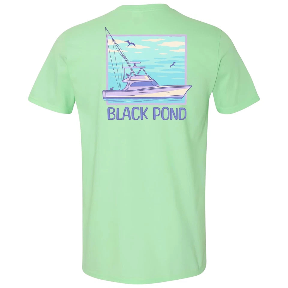 Black Pond Saltwater Series Fishing Yacht Men's T-shirt Offshore Fishing