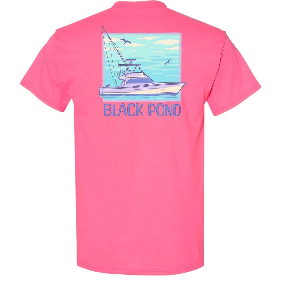 Black Pond Saltwater Series Fishing Yacht Men's T-shirt Offshore Fishing