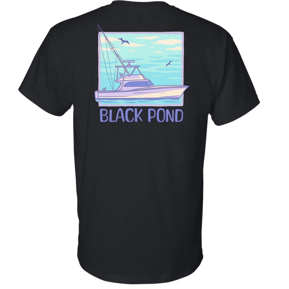 Black Pond Saltwater Series Fishing Yacht Men's T-shirt Offshore Fishing