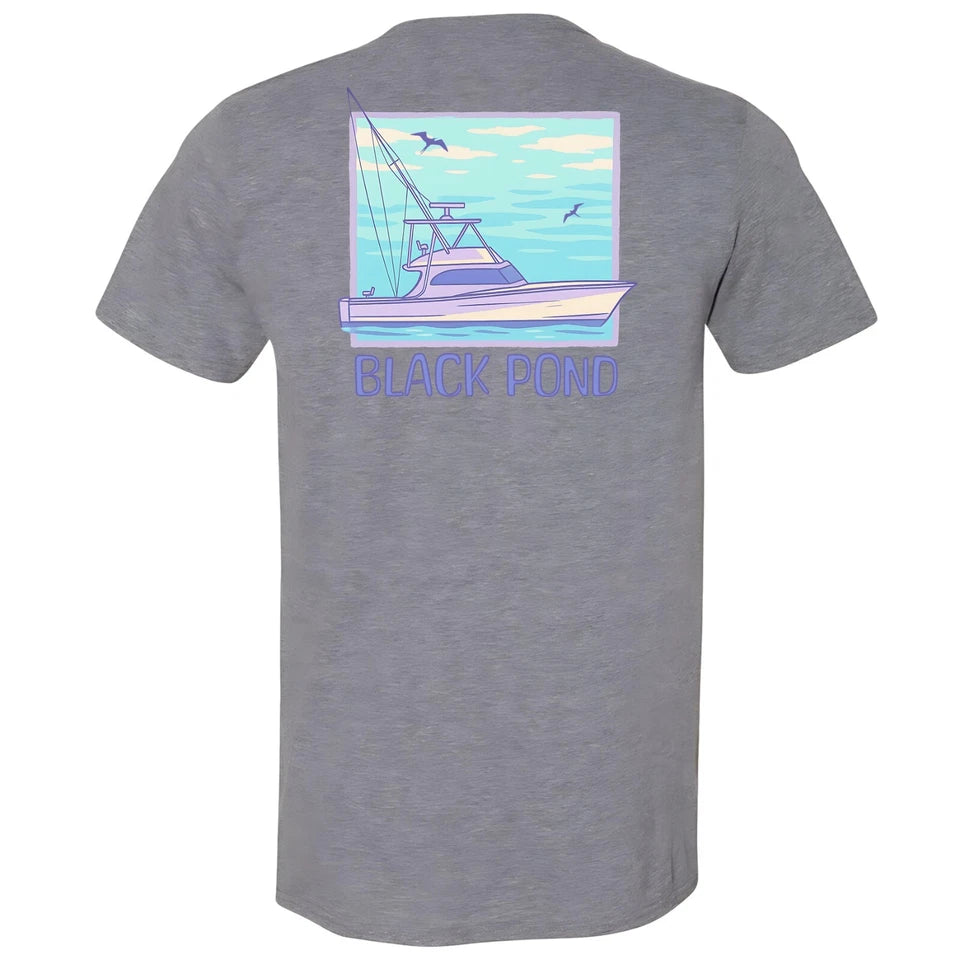Black Pond Saltwater Series Fishing Yacht Men's T-shirt Offshore Fishing