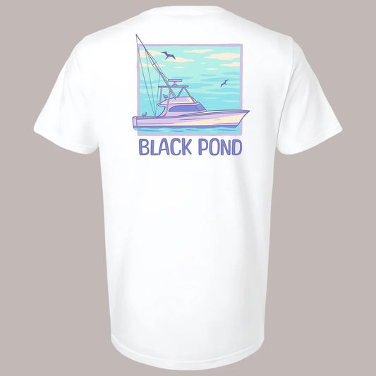 Black Pond Saltwater Series Fishing Yacht Men's T-shirt Offshore Fishing