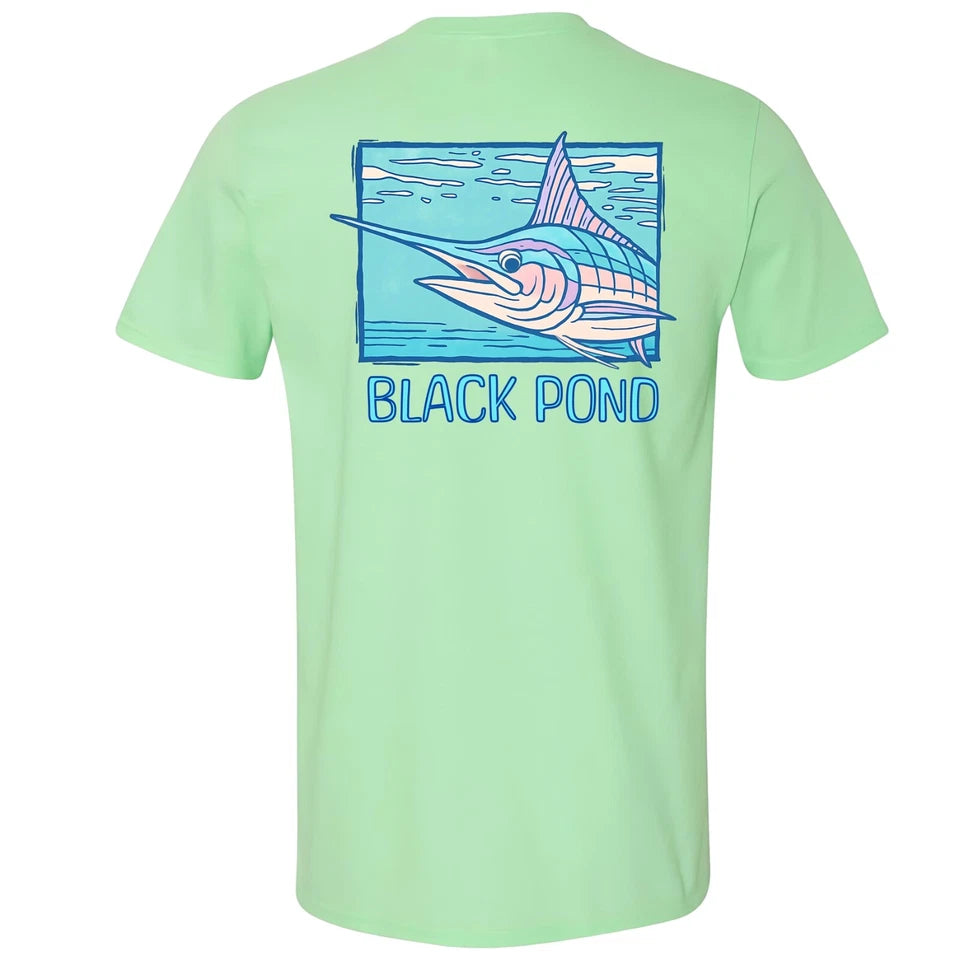 Black Pond Saltwater Series Marlin Fish Men's T-shirt Offshore Fishing