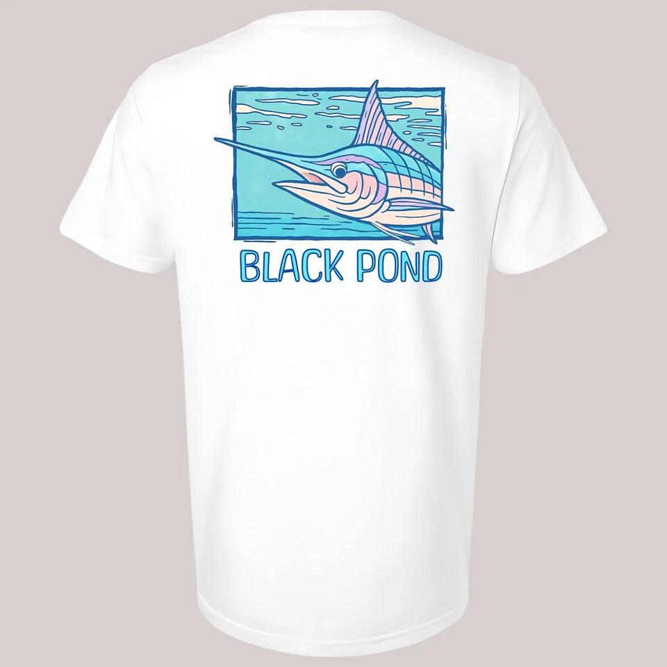 Black Pond Saltwater Series Marlin Fish Men's T-shirt Offshore Fishing