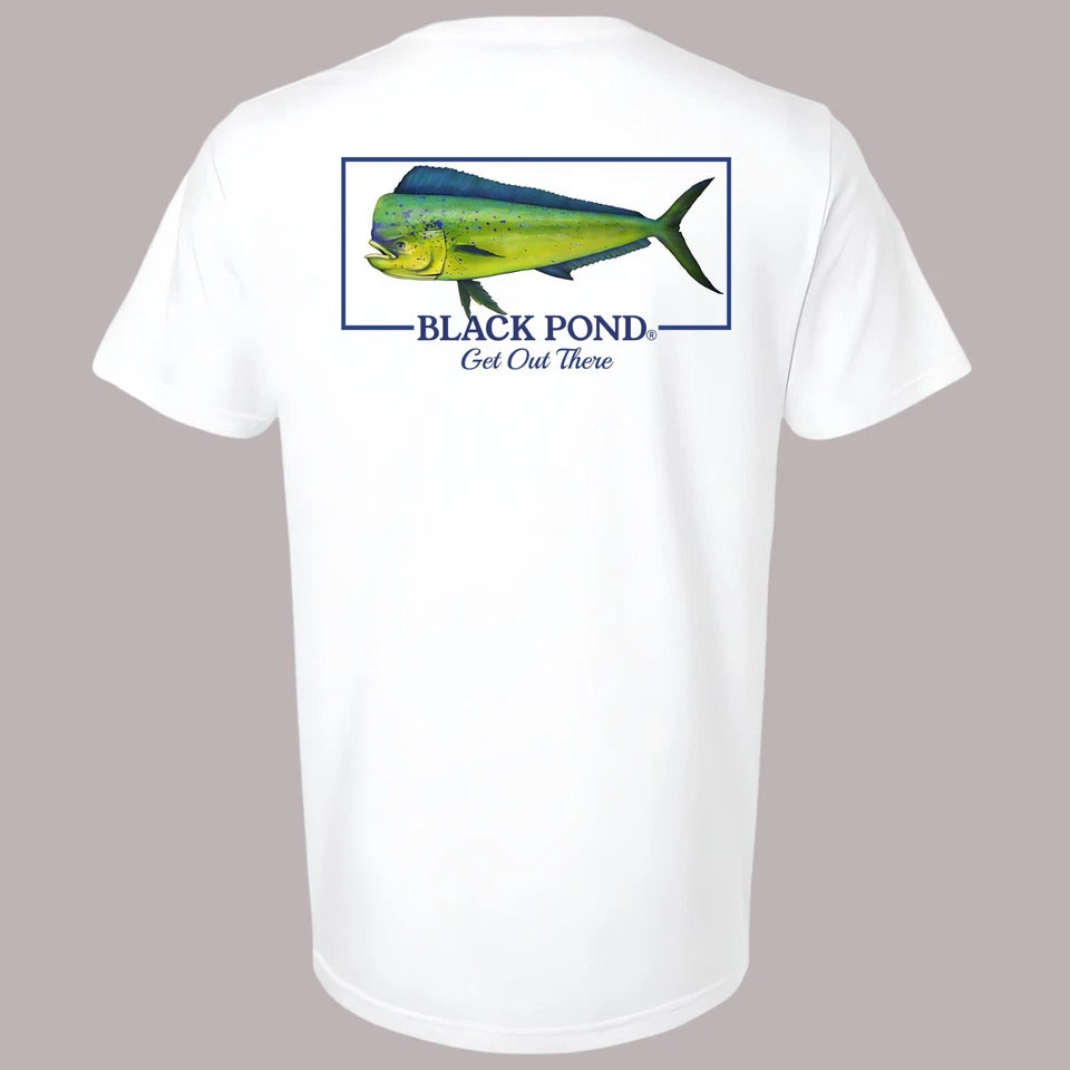 Pond Saltwater Series Men's T-shirt Offshore Fishing Mahi Dorado Dolphin Black