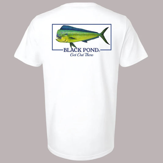 Pond Saltwater Series Men's T-shirt Offshore Fishing Mahi Dorado Dolphin Black