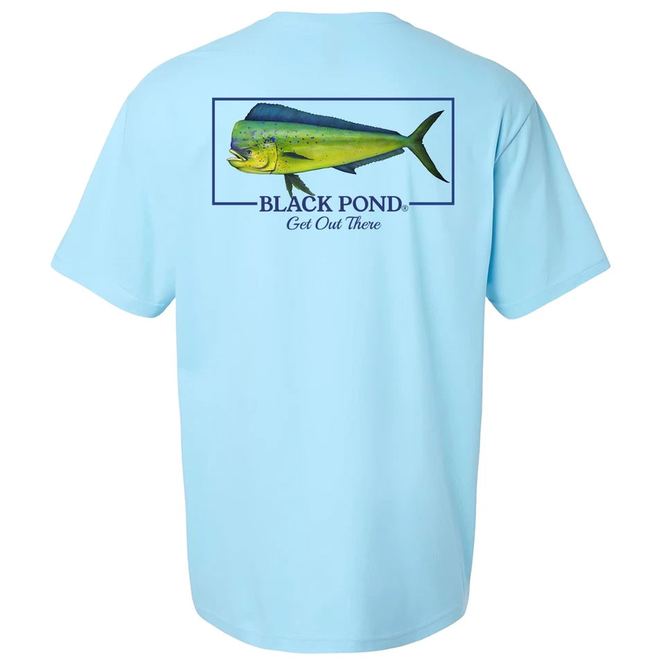 Pond Saltwater Series Men's T-shirt Offshore Fishing Mahi Dorado Dolphin Black