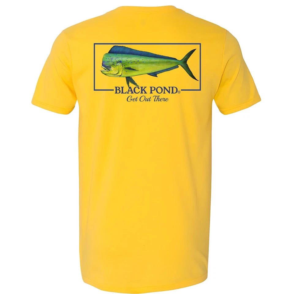 Pond Saltwater Series Men's T-shirt Offshore Fishing Mahi Dorado Dolphin Black