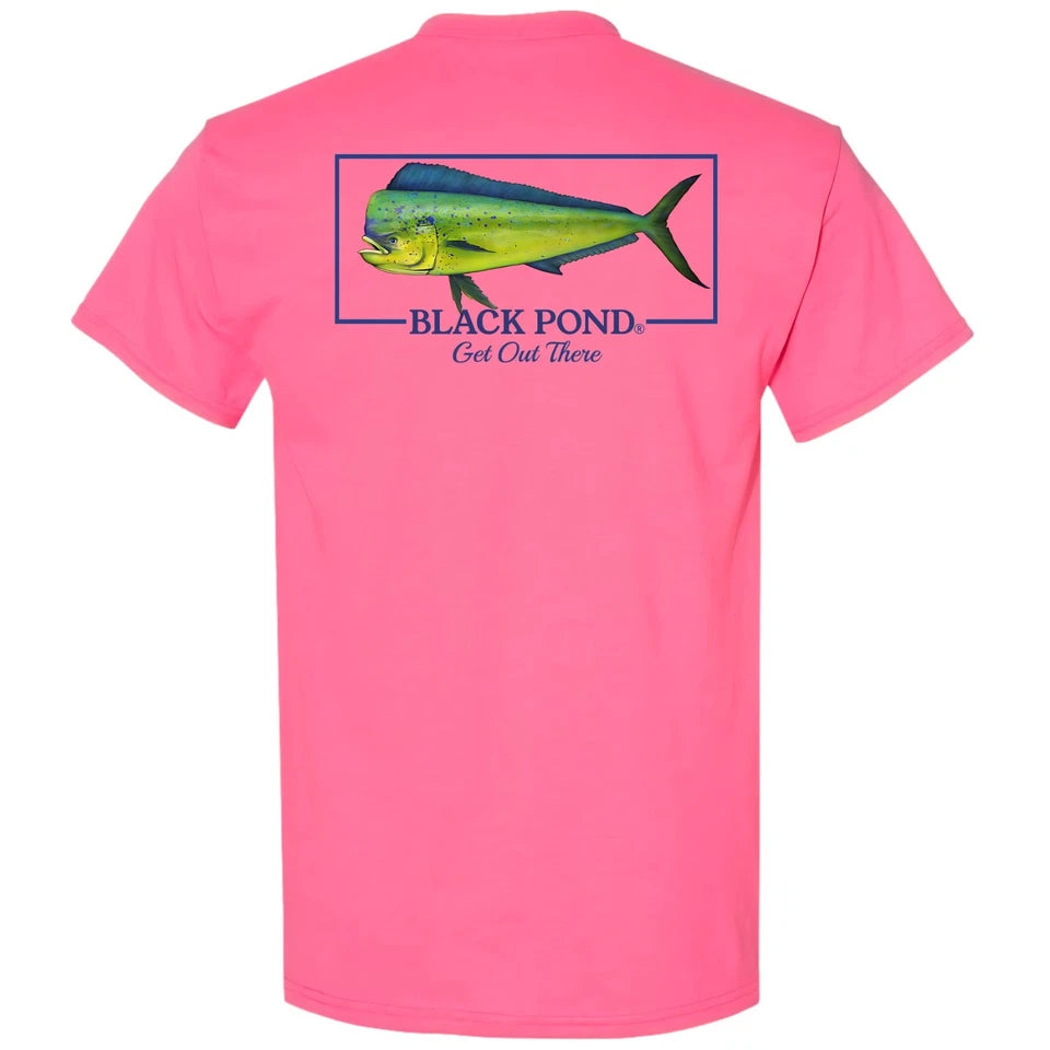 Pond Saltwater Series Men's T-shirt Offshore Fishing Mahi Dorado Dolphin Black