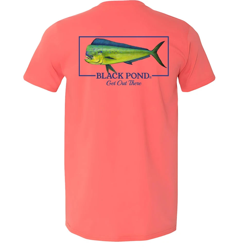 Pond Saltwater Series Men's T-shirt Offshore Fishing Mahi Dorado Dolphin Black