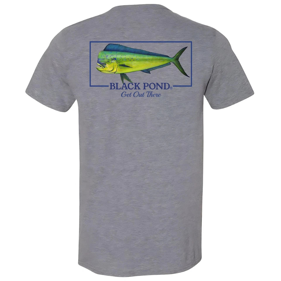 Pond Saltwater Series Men's T-shirt Offshore Fishing Mahi Dorado Dolphin Black