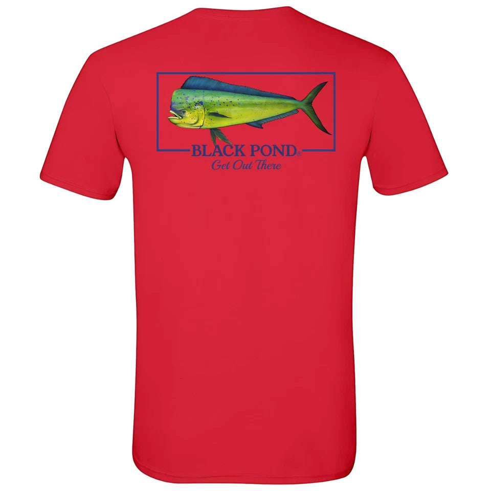 Pond Saltwater Series Men's T-shirt Offshore Fishing Mahi Dorado Dolphin Black