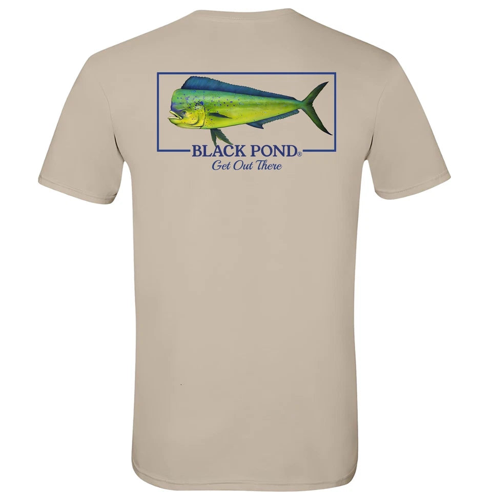 Pond Saltwater Series Men's T-shirt Offshore Fishing Mahi Dorado Dolphin Black