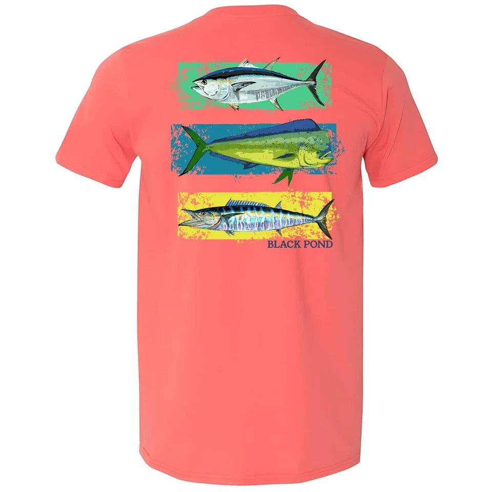 Black Pond Saltwater Series Men's T-shirt Offshore Fishing Mahi Tuna Wahoo