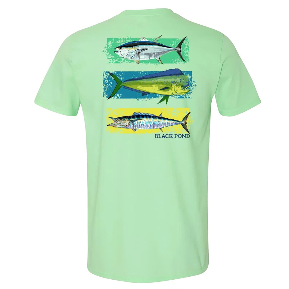 Black Pond Saltwater Series Men's T-shirt Offshore Fishing Mahi Tuna Wahoo