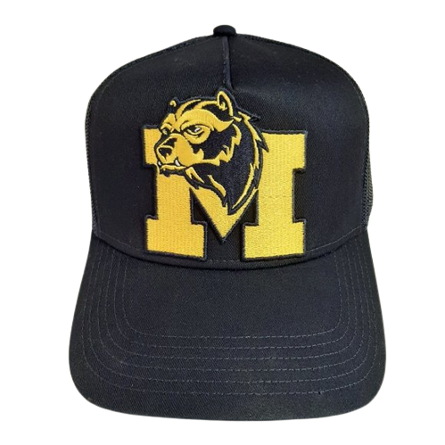 Michigan Wolverines Hat Embroidered Patch Black Mesh Snapback Mid Profile Cap Blue