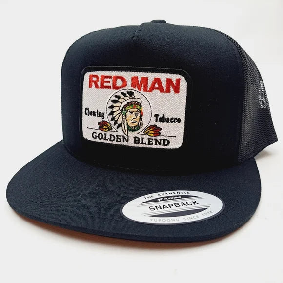 Redmen Cap Red Man Embroidered Patch Trucker Mesh Snapback Cap Hat Black ...
