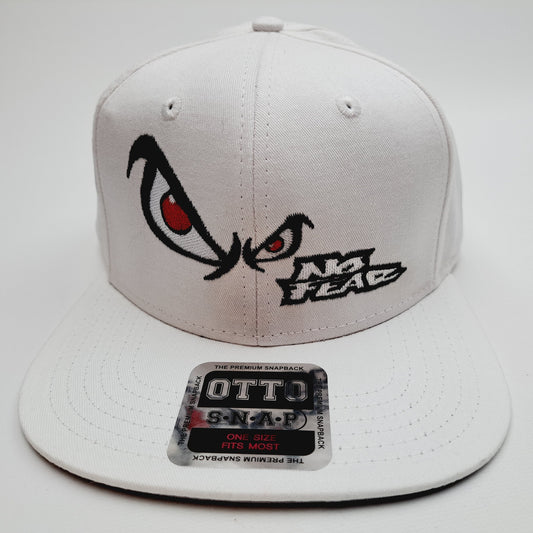 No Fear Angry Eyes Otto Curved Bill Full Cover Snapback Trucker Baseball Hat Cap White