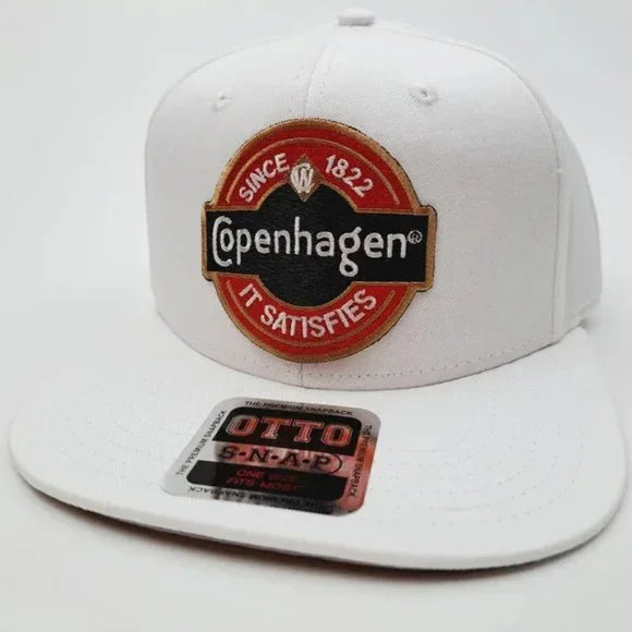 Copenhagen Embroidered Patch Baseball Cap Hat Trucker Full Cover White