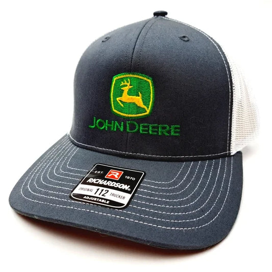 John Deere Richardson 112 Embroidered Trucker Mesh Snapback Cap Hat Gray