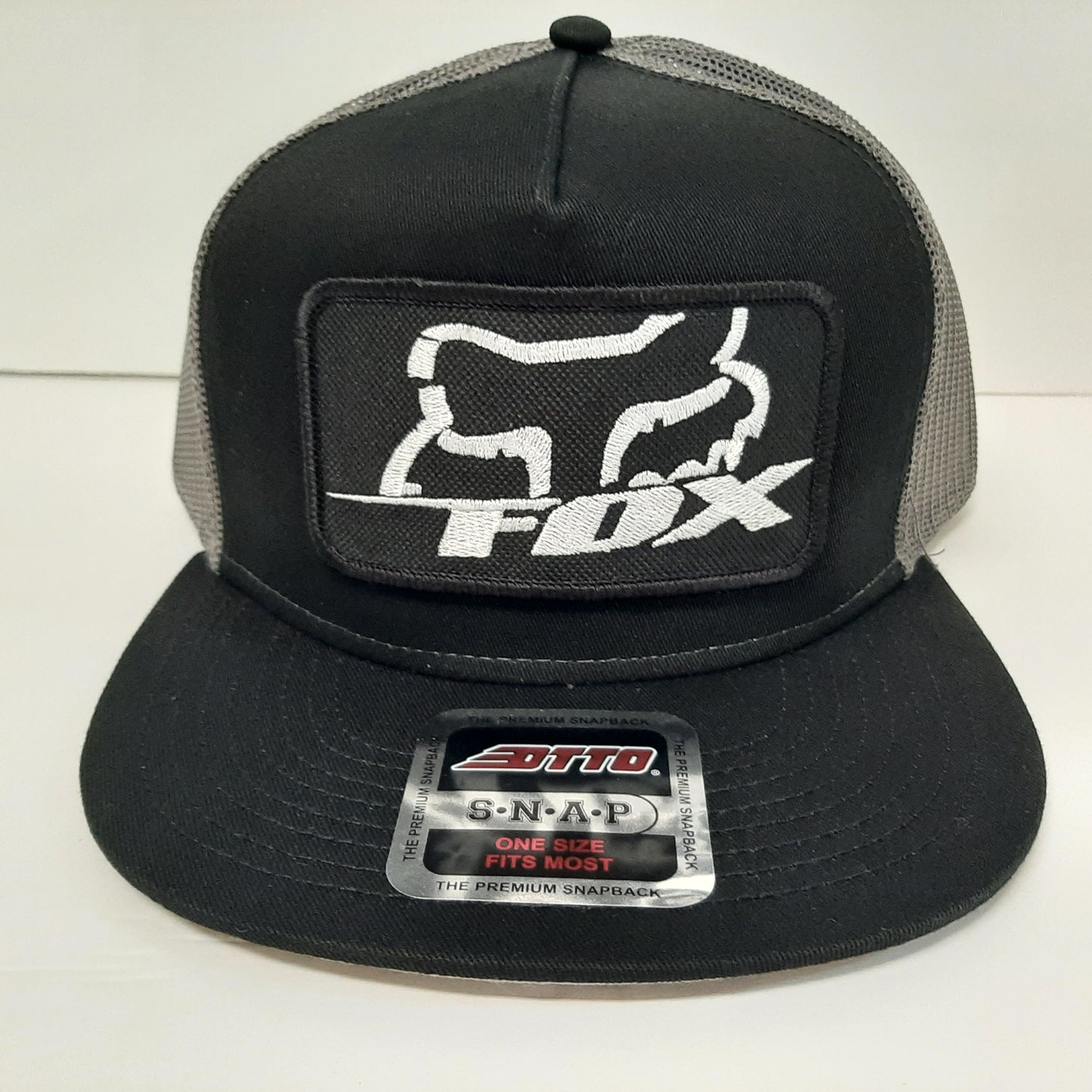 Fox Racing Otto Embroidered Patch Flat Bill Mesh Snapback Baseball Cap Hat Black