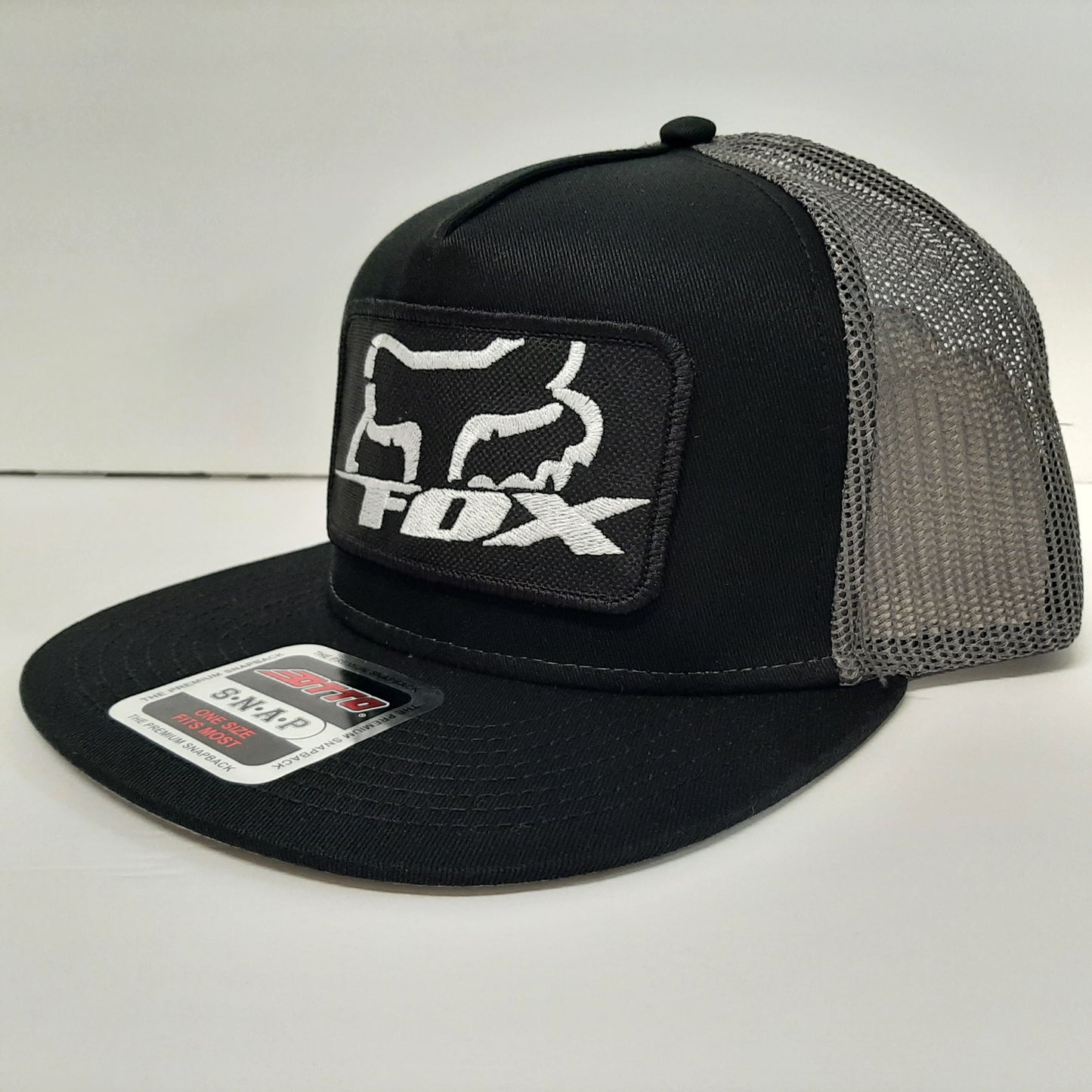 Fox Racing Otto Embroidered Patch Flat Bill Mesh Snapback Baseball Cap Hat Black