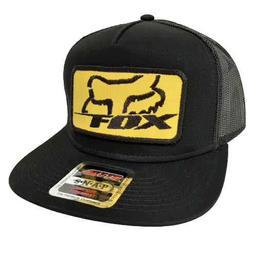 Fox Racing Otto Embroidered Patch Flat Bill Mesh Snapback Baseball Cap Hat Black