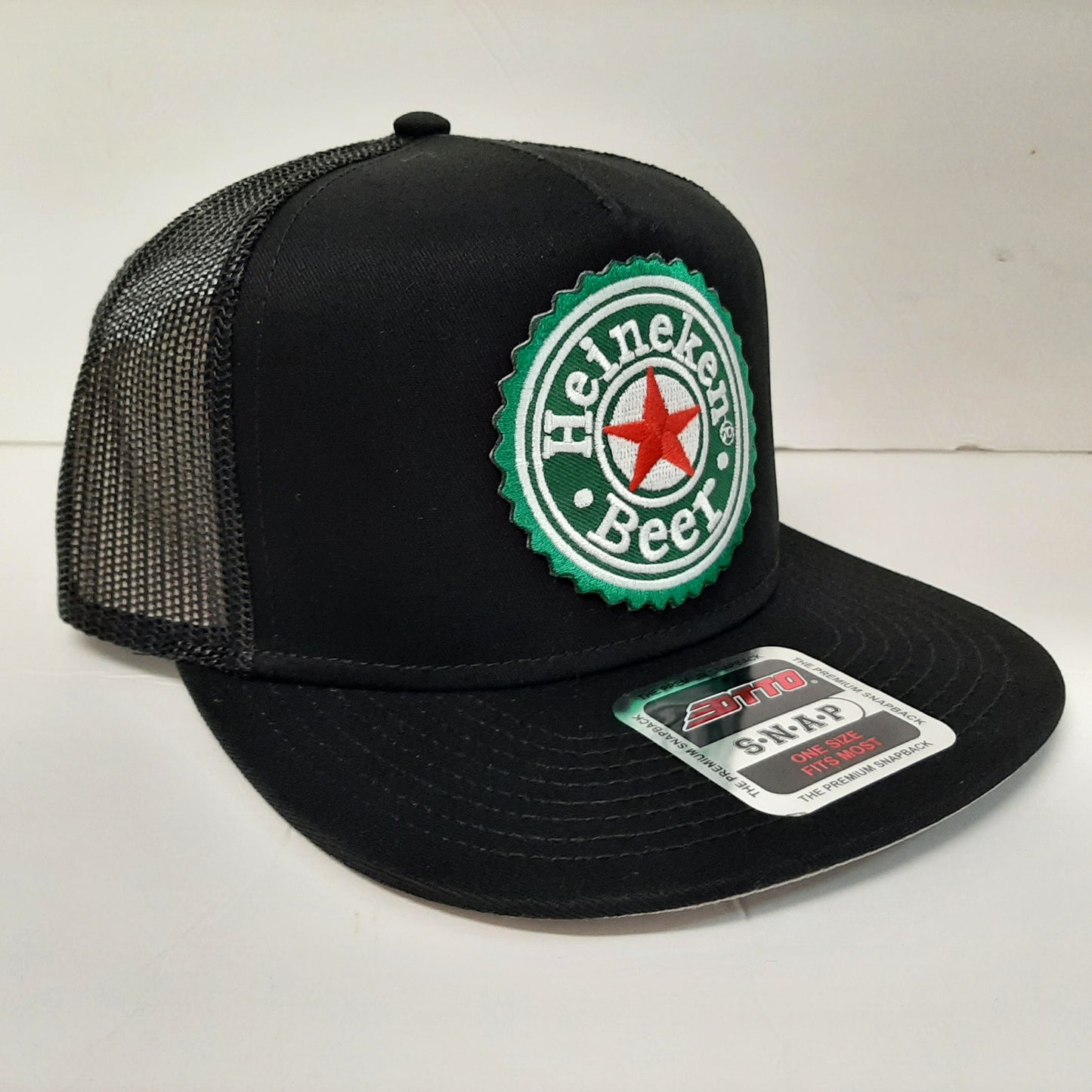 Heineken Beer Embroidered Patch Flat Bill Snapback Mesh Hat Cap OTTO