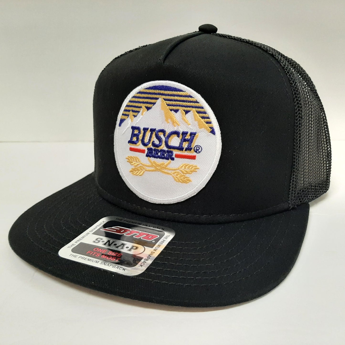 Busch Beer Embroidered Patch Flat Bill Snapback Mesh Hat Cap OTTO