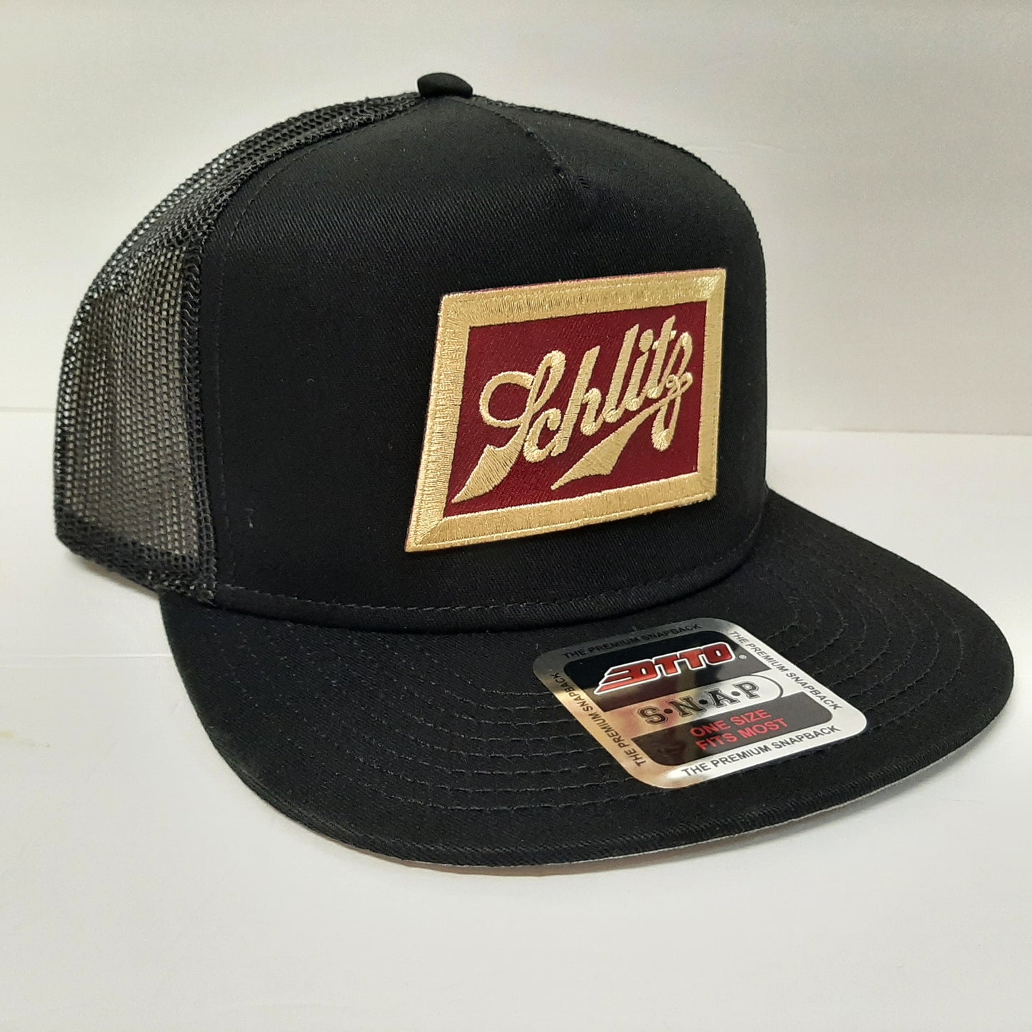 Schlitz Beer Embroidered Patch Flat Bill Snapback Mesh Hat Cap OTTO
