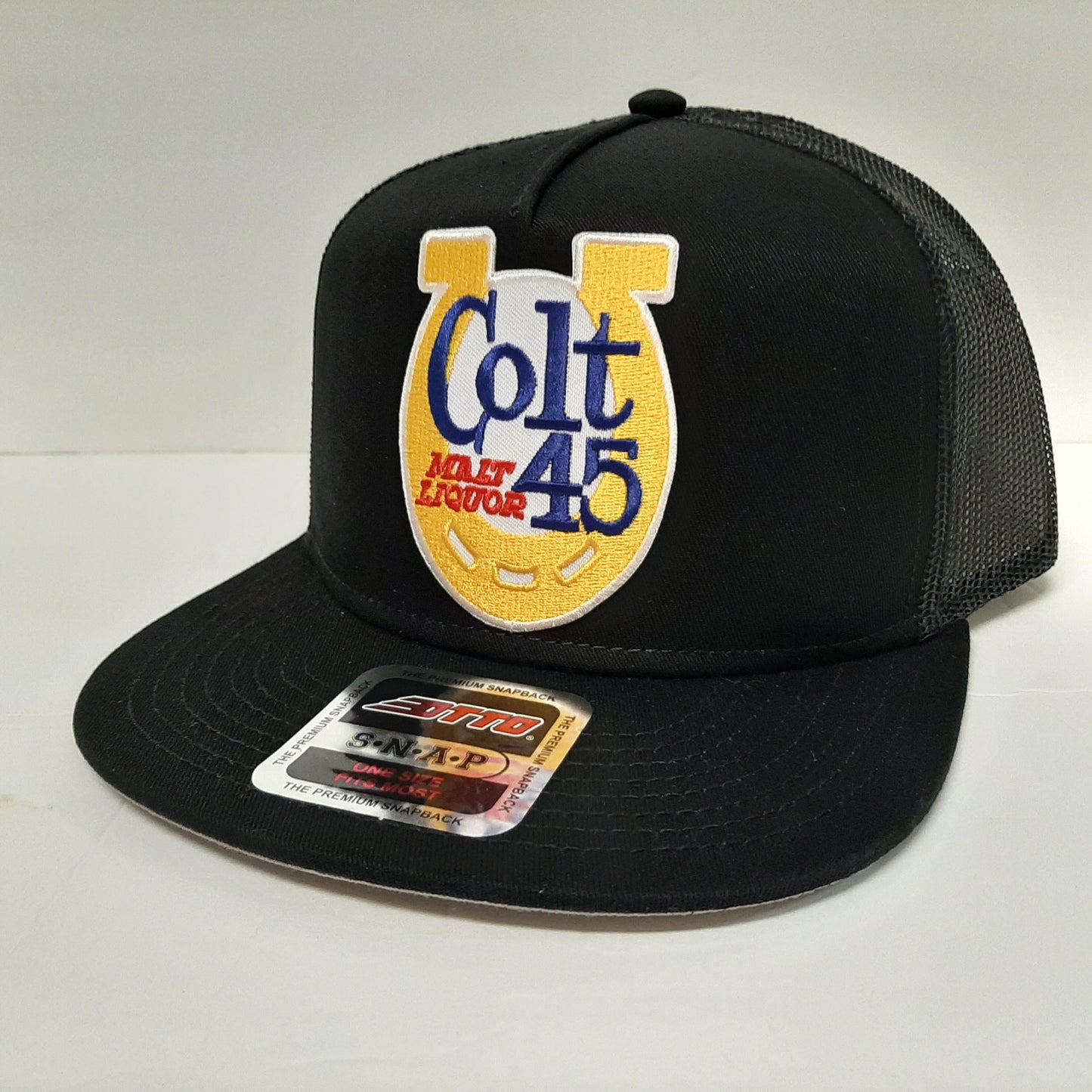 Colt 45 Malt Liquor Beer Embroidered Patch Flat Bill Snapback Mesh Hat Cap OTTO