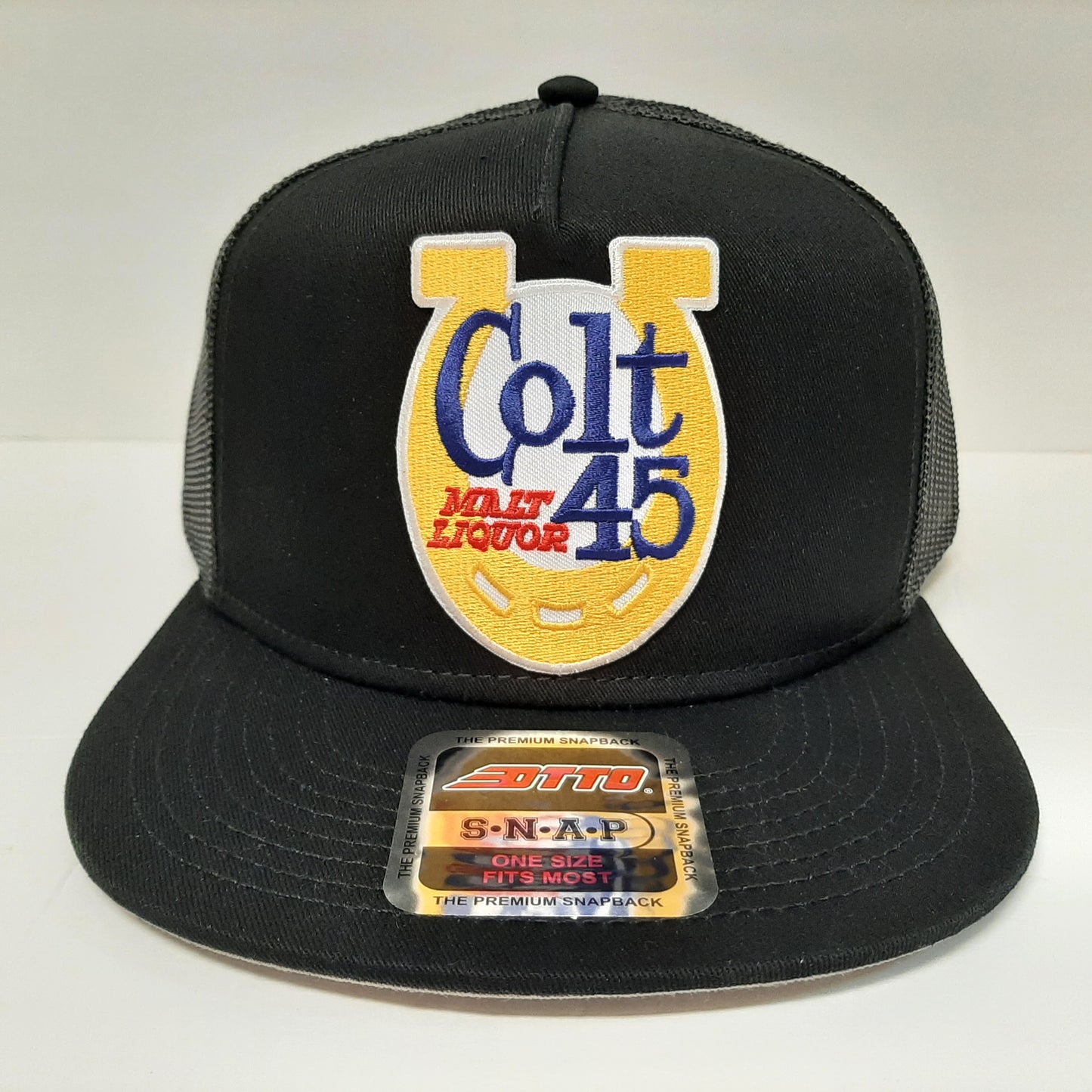 Colt 45 Malt Liquor Beer Embroidered Patch Flat Bill Snapback Mesh Hat Cap OTTO