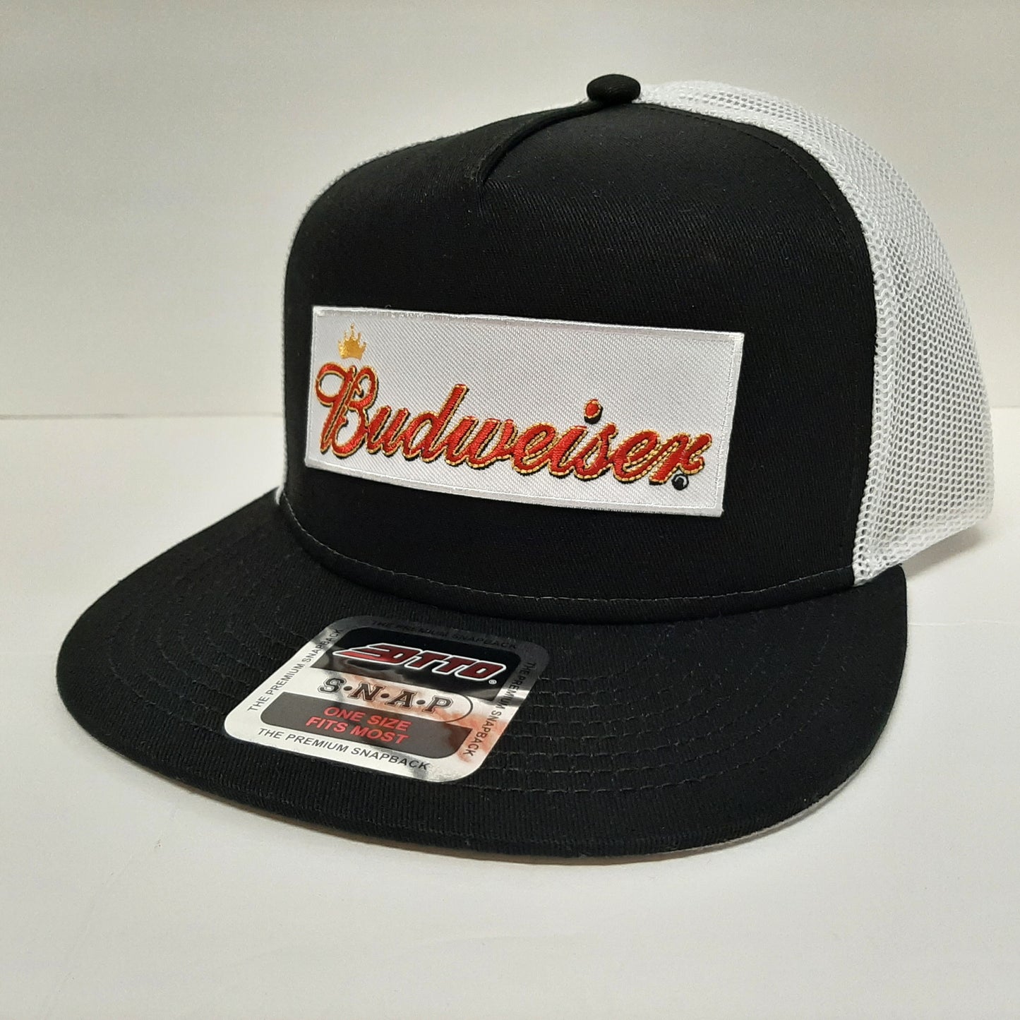 Budweiser Beer Embroidered Patch Flat Bill Snapback Mesh Hat Cap OTTO
