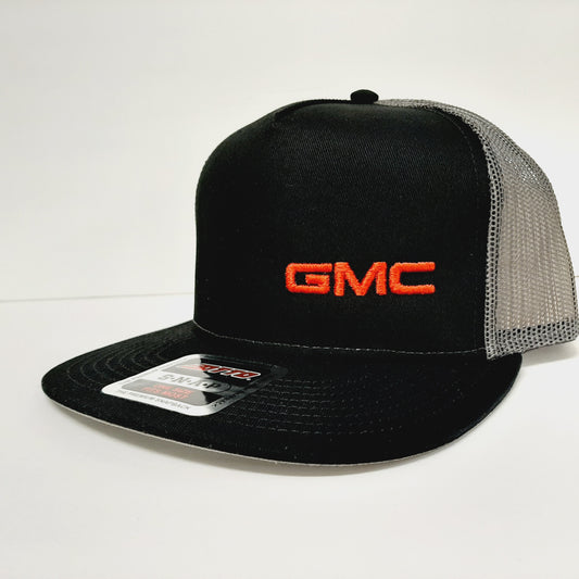 GMC Puff Embroidered Patch Flat Bill Snapback Mesh Hat Cap OTTO Black & Gray