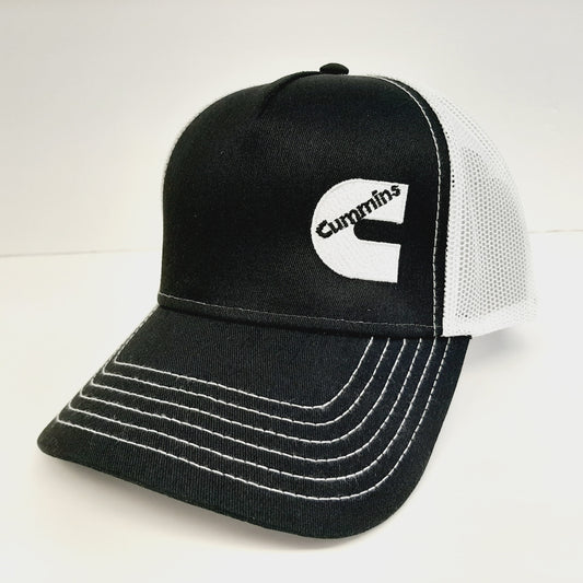 Cummins Curved Bill Vintage Trucker Mesh Snapback Black Baseball Cap Hat Man Embroidered