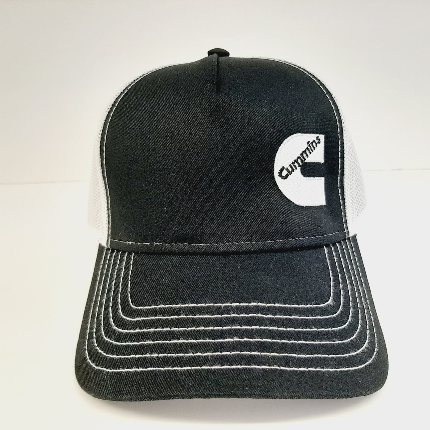 Cummins Curved Bill Vintage Trucker Mesh Snapback Black Baseball Cap Hat Man Embroidered
