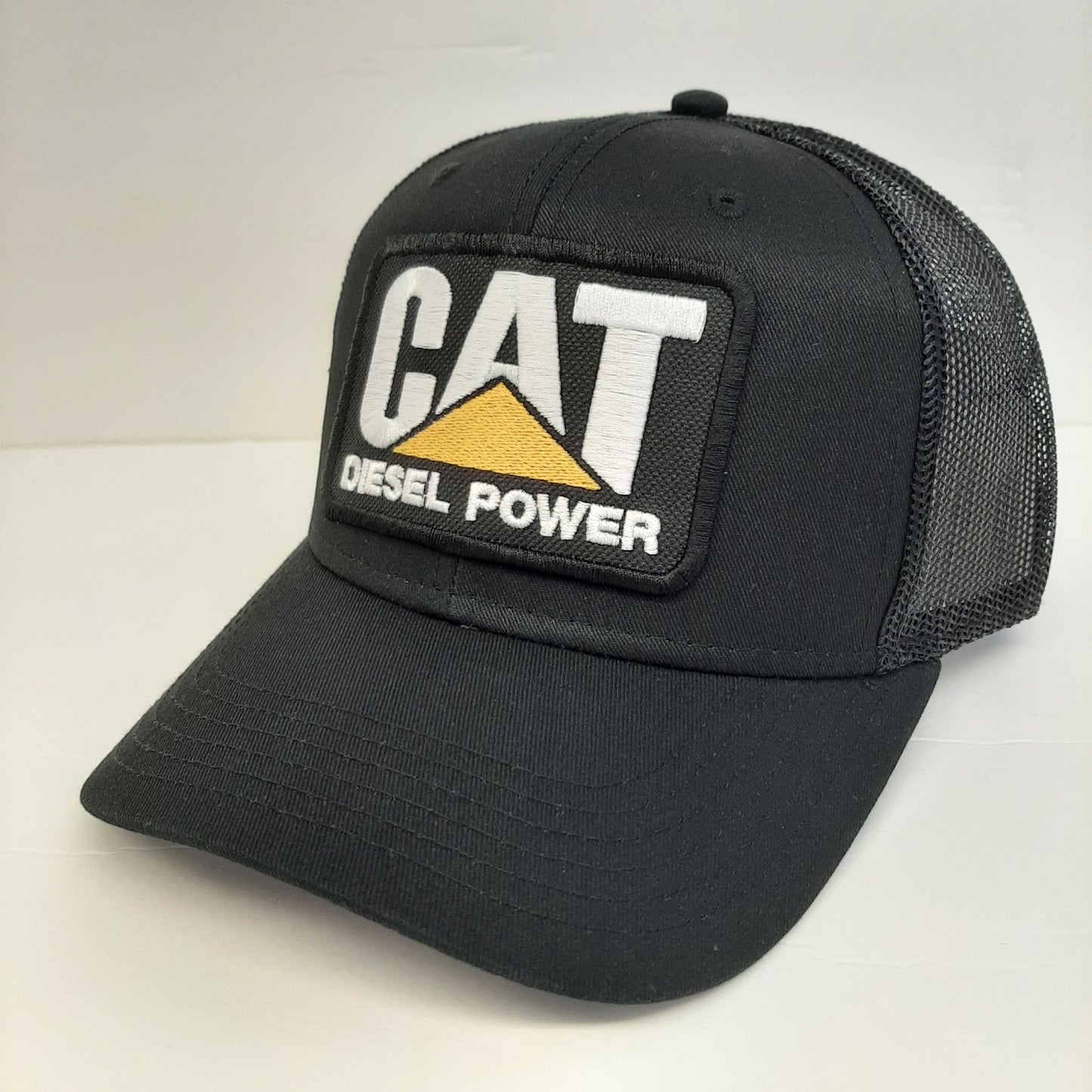 Otto Retro Cat Diesel Power Embroidered Patch Curved Bill Trucker Mesh Snapback Cap