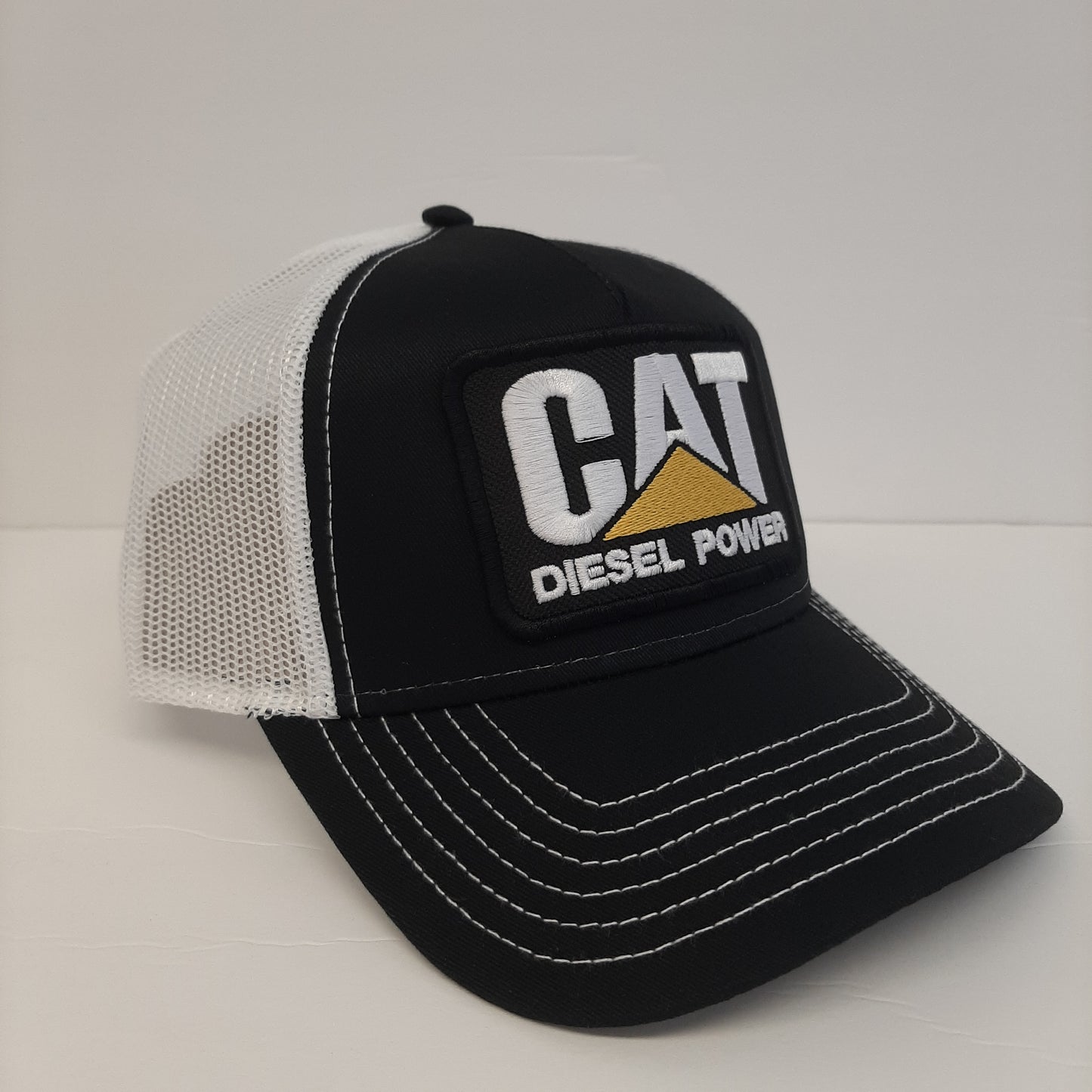 Otto Retro Cat Diesel Power Embroidered Patch Curved Bill Trucker Mesh Snapback Cap