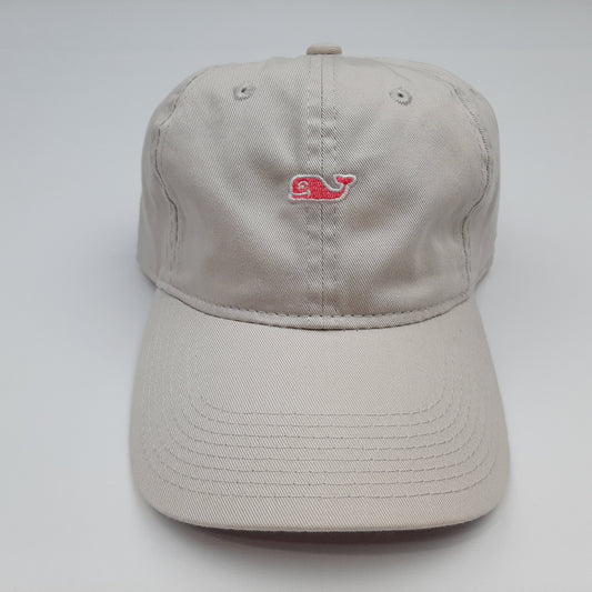 Vineyard Vines Embroidered Patch Beige 100% Cotton 6 Panel Cap Hat Adjustable Buckle