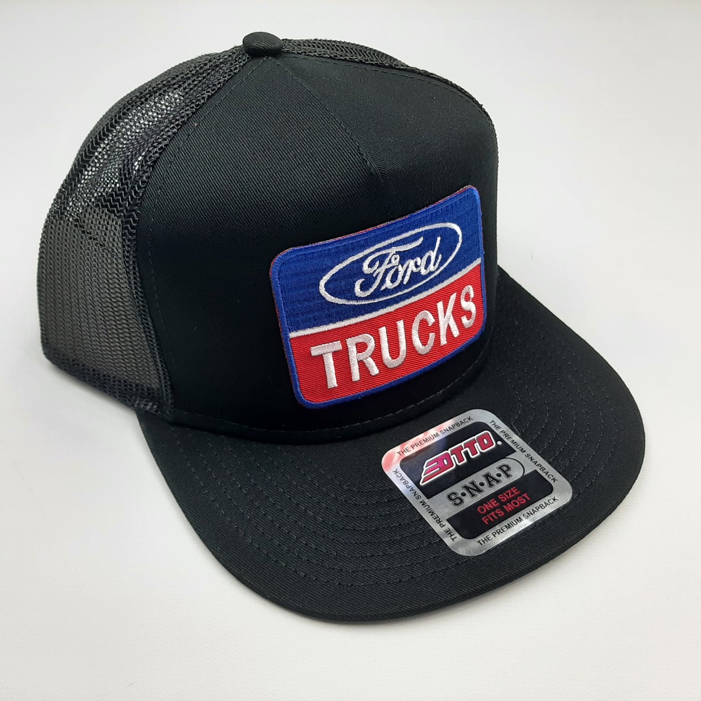 Ford Trucks Embroidered Patch Flat Bill Snapback Mesh Hat Cap OTTO Black