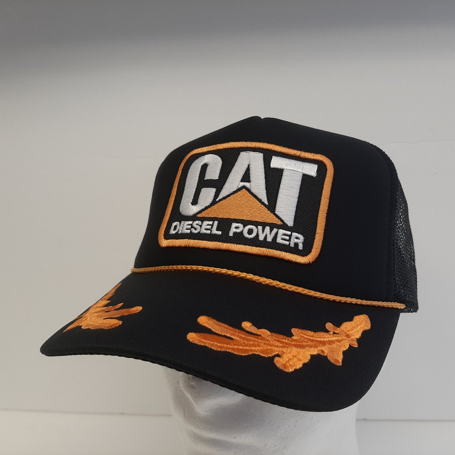 CAT Caterpillar Diesel Power Vintage Trucker Foam Mesh Snapback Cap Embroidered Patch Hat