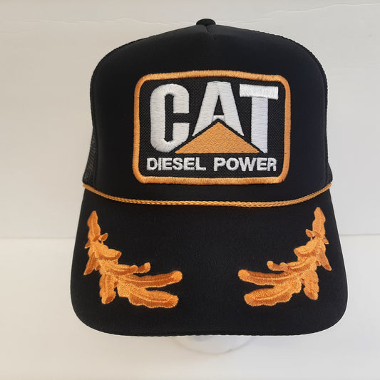 CAT Caterpillar Diesel Power Vintage Trucker Foam Mesh Snapback Cap Embroidered Patch Hat