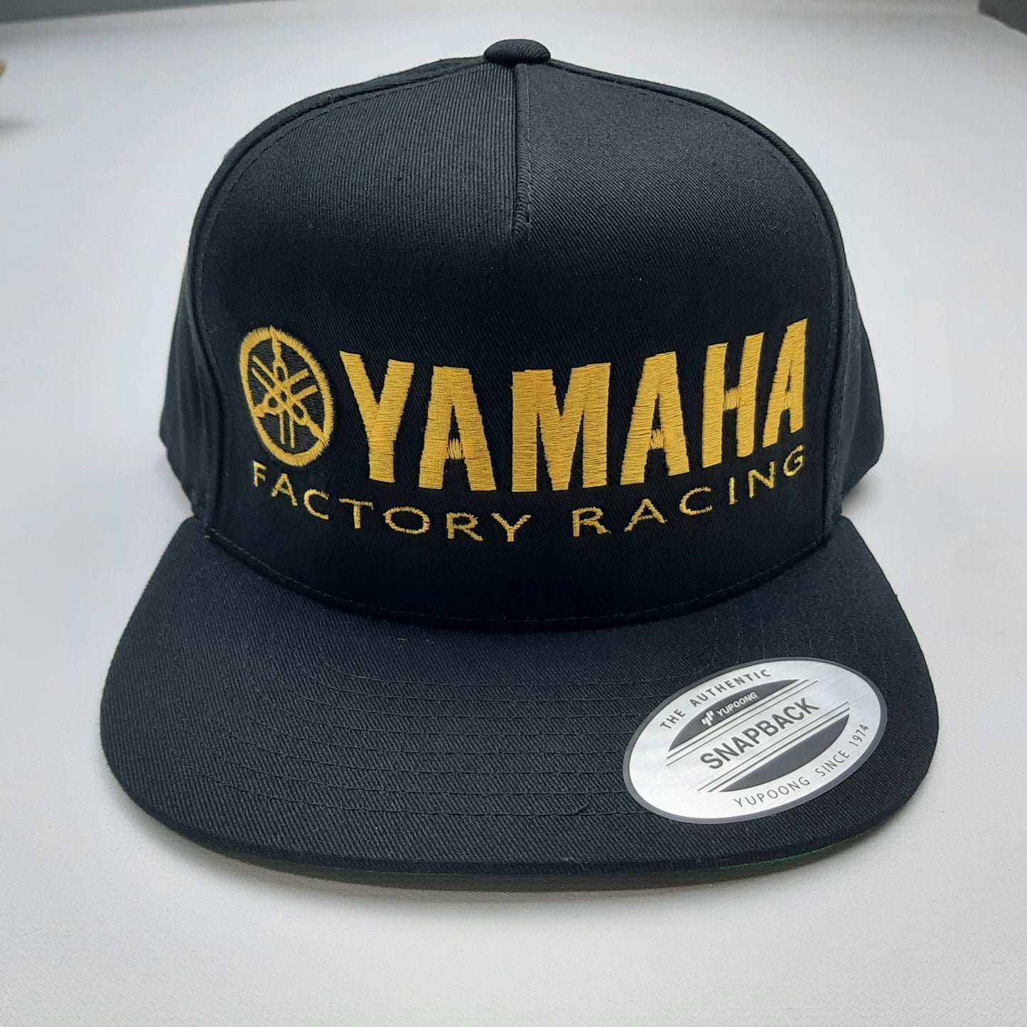 Yamaha Factory Racing Flat Bill Yupoong Mesh Snapback Hat Black Direct Embroidered