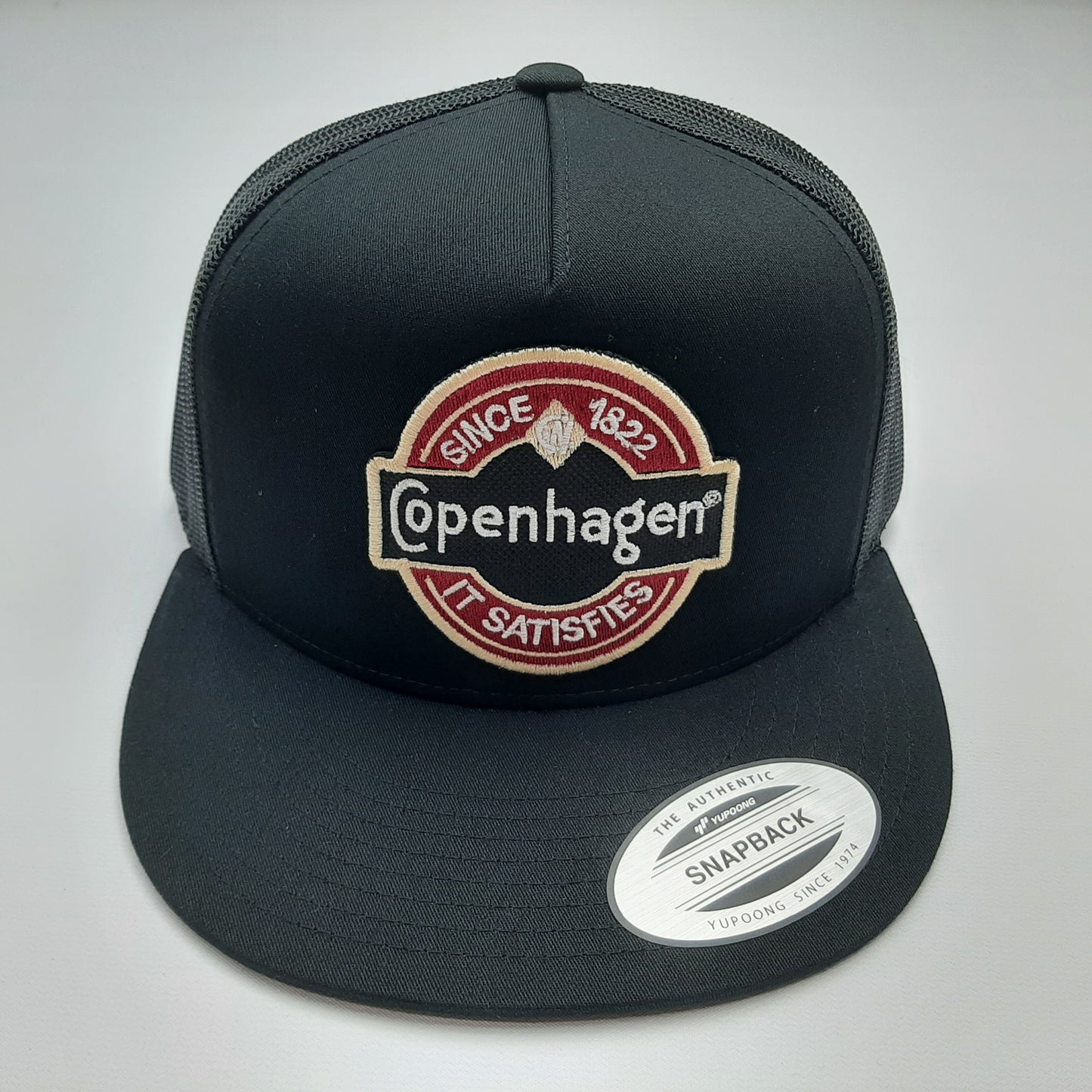 Copenhagen Snuff Embroidered Patch Flat Bill Snapback Mesh Hat Cap Yupoong