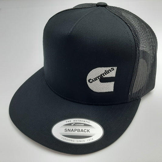 Cummins Flat Bill Vintage Trucker Mesh Snapback Black Baseball Cap Hat Man Embroidered